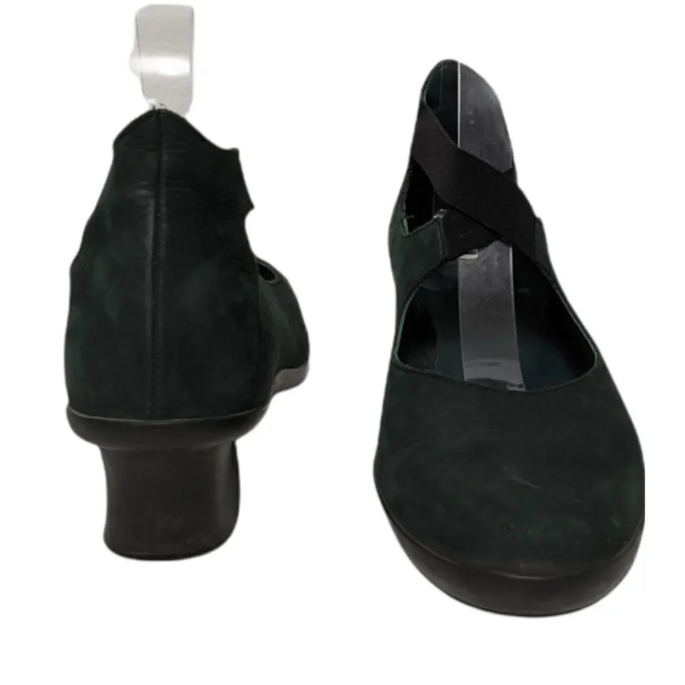 ARCHE Green Leather Cross Strap Wedge Heels 39